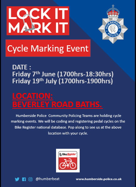 HCCNorth's tweet image. Join @Humberbeat  at Bev rd baths for a Cycle Marking event on Friday Humberside Police - Hull