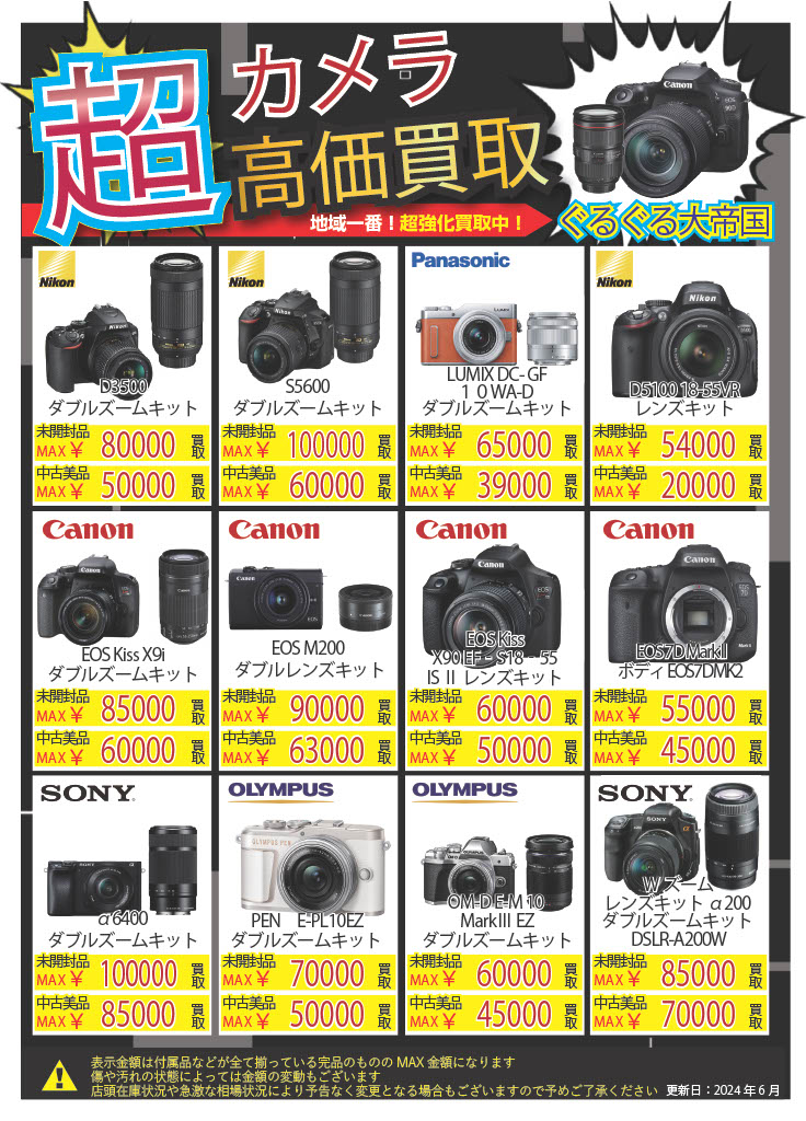 ?カメラ高価買取中！? ぐるぐる大帝国入間店ではカメラの高価買取を 