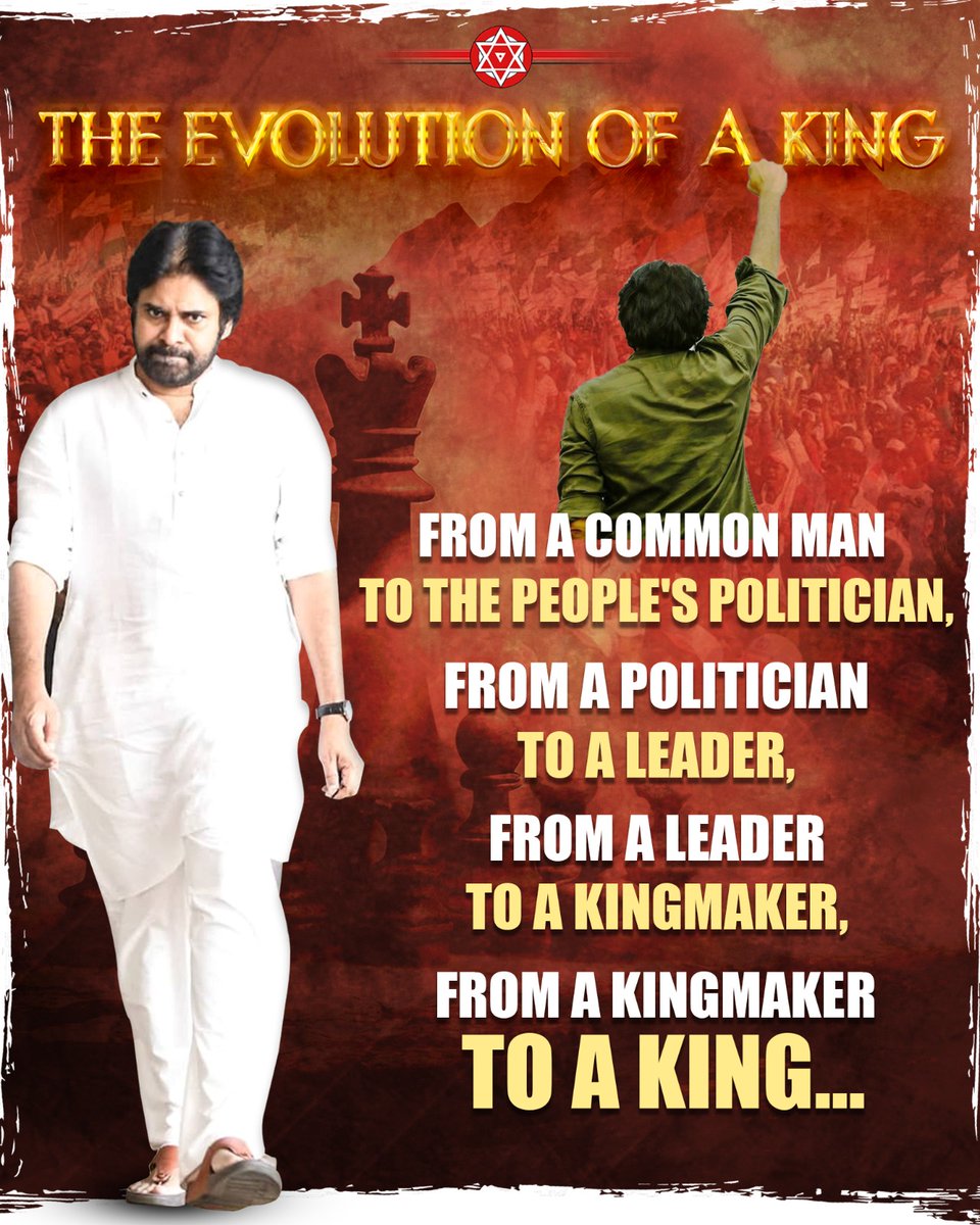 Naga Babu Konidela (@nagababuoffl) on Twitter photo The Evolution of a true king....
#jaijanasena 
#jaipawankalyan The Evolution of a true king....
#jaijanasena 
#jaipawankalyan