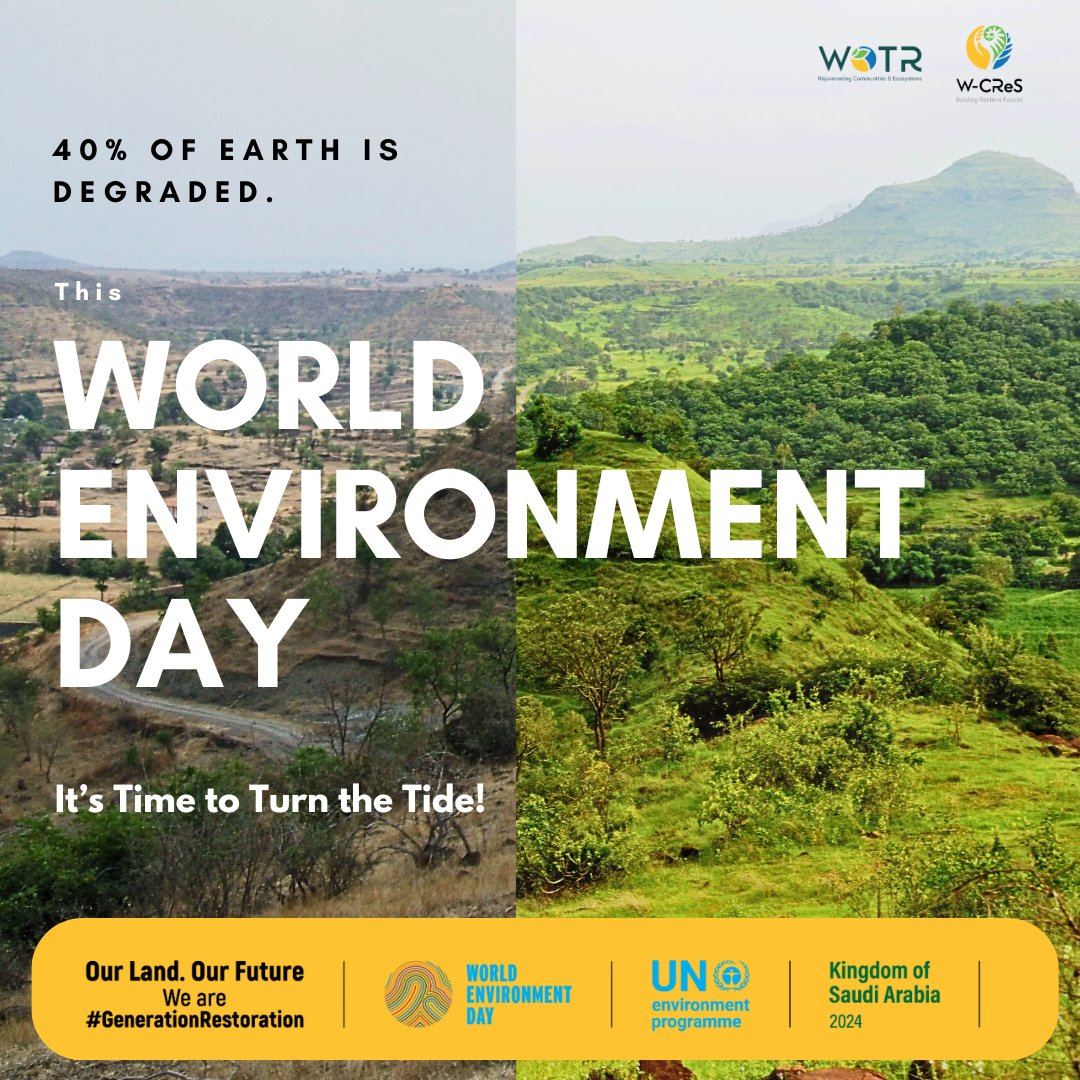 WOTRIndia's tweet image. 40% of Earth is Degraded. It&apos;s Time for #GenerationRestoration to Turn the Tide. 

Here&apos;s How - wotr.org/2024/06/05/40-…

#WorldEnvironmentDay #WOTR4Development #WOTRat30

@gretathunberg | @KHayhoe | @ed_hawkins | @dgebregiorgis | @PKashwan | @DrJamesEHansen | @nadiabaltimore |…