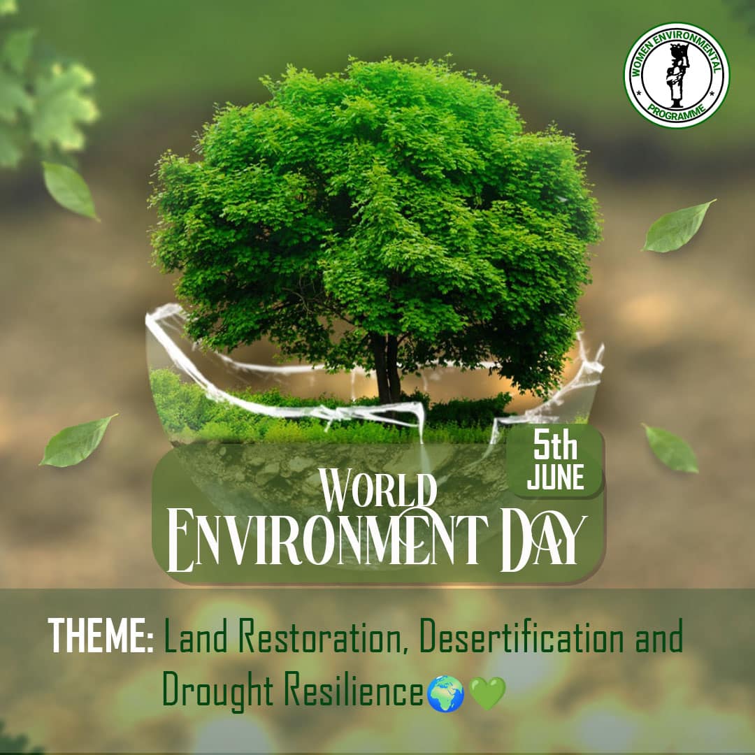 WEP_Nigeria's tweet photo. 🌱 Let's pledge to nurture our land, combat desertification, and build resilience against drought. 
Together, we can turn barren lands into vibrant ecosystems, ensuring a greener, more sustainable future for all. 
🌍💚#WorldEnvironmentDay #LandRestoration #DroughtResilience https://t.co/ITbUY7lTEi