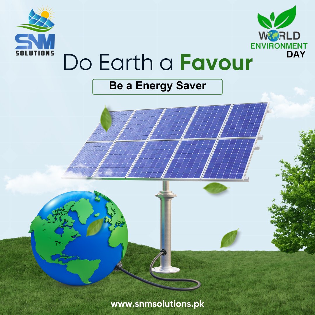 SnmSolutions1's tweet photo. On World Environment Day and every day, we all have a role to play in protecting our environment. By being energy saver &amp; adopting solar ,we can create a greener, healthier planet and ensure a safe environment for the future generations.
For more information:
03218783630 https://t.co/1FtTNIm09a