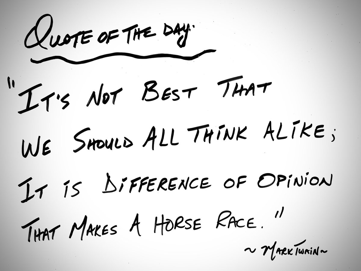 DrRandyFollett's tweet photo. #Quote of the day
at LakeView Chiropractic:
“It’s not best that we should all think alike; it is difference of opinion that makes a horse race.”
#MarkTwain
#ThinkForOurselves
#Health
#Hope
#Chiropractic https://t.co/2GHX6na0km