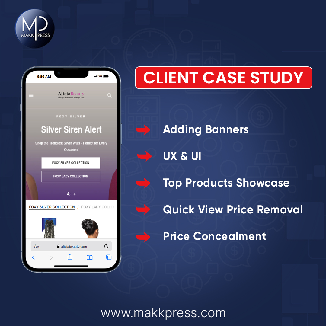 MakkpressTech's tweet image. Explore our latest client case study: Enhanced banners, refined UX &amp;amp; UI, a top products showcase, quick view price removal, and strategic price concealment. Discover the impact of these key changes!

Visit our website - makkpressapps.com

#ClientCaseStudy #UXDesign