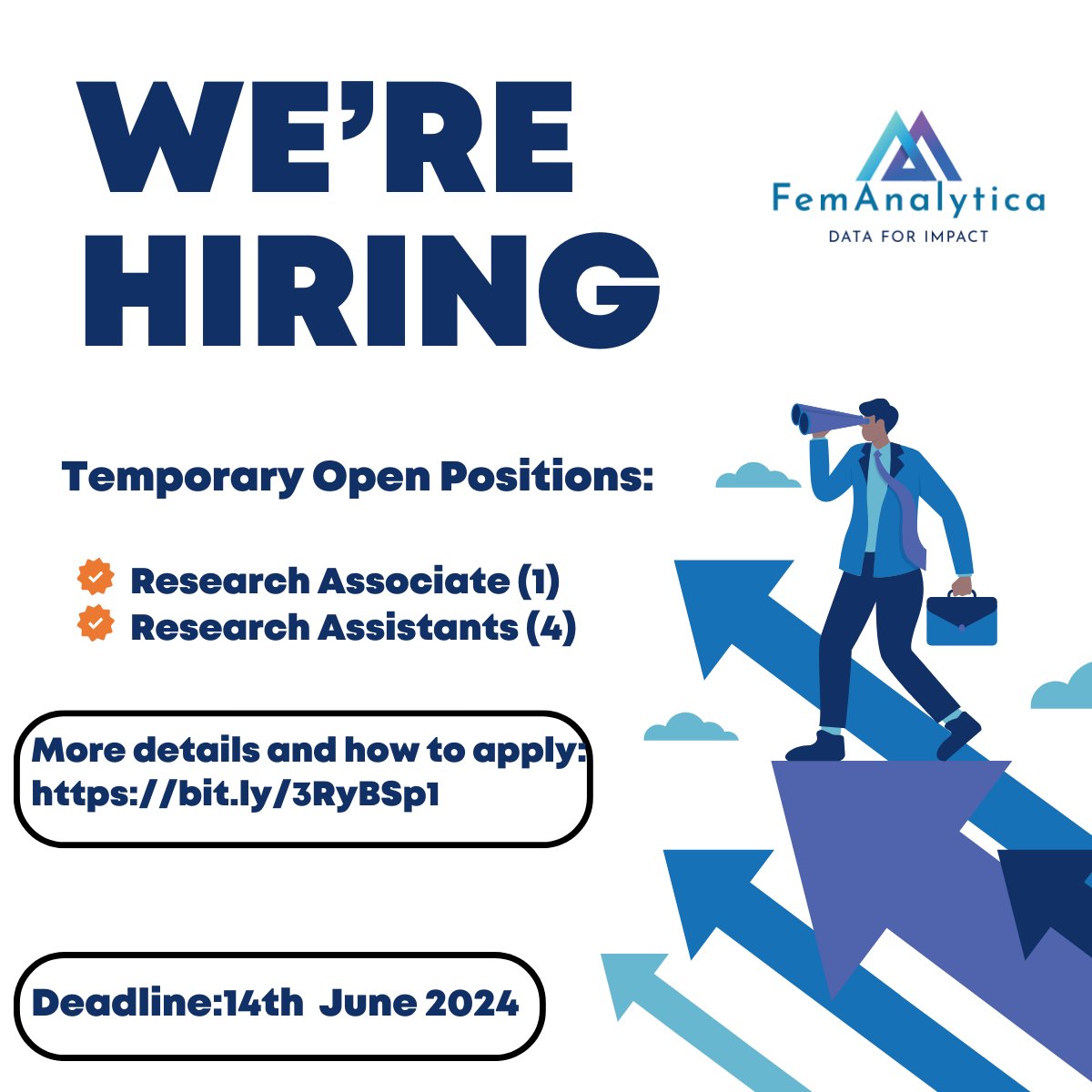 🌟 We're hiring at Femanalytica! 🌟

See below for details and how to apply. Applications close 14th June 2024. 

 bit.ly/3RyBSp1