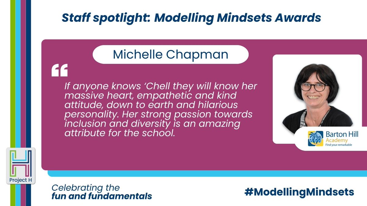 ProjectHUK's tweet photo. Next up in our series spotlighting brilliant people who received nominations for their impact is Michelle Chapman at @BHA_TQ. Congratulations! 🎉

With the #ModellingMindsets campaign, we’re highlighting the best of the teaching profession across @AETAcademies' network. https://t.co/M4GcmbKuBp