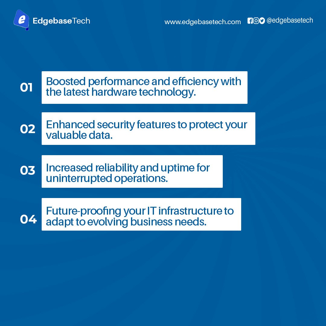 EdgebaseTech's tweet image. Unlock the full potential of your business with our hardware upgrade service. Boost performance, fortify security, and future-proof your IT infrastructure. 

Contact us today to schedule your consultation.🚀💻 

#edgebasetechnologies 
#ITsolutions 
#itinfrastructure 
#security