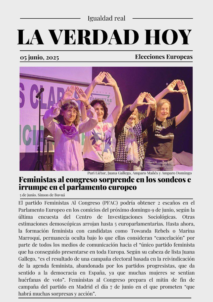 juana_gallego's tweet photo. Es el único medio de gran alcance que nos ha dado cobertura. Ja ja, el humor que no decaiga, así somos las mujeres de ⁦@feministas_cong⁩ , que vamos a por todas. https://t.co/aqpQTpZ9b0