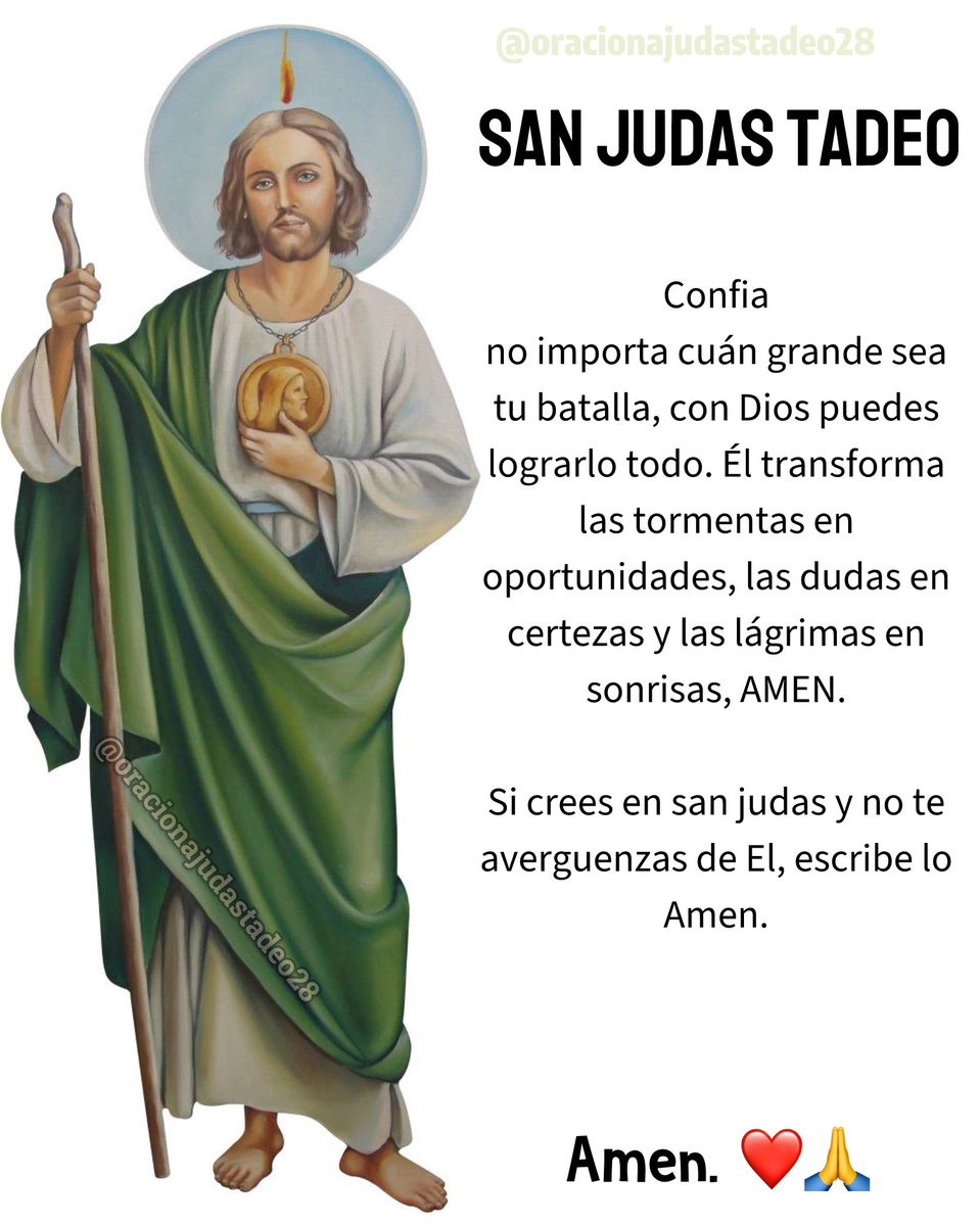 sanjudas28tadeo's tweet photo. Oración de hoy a san judas tadeo. https://t.co/Sn0H6vJTHT