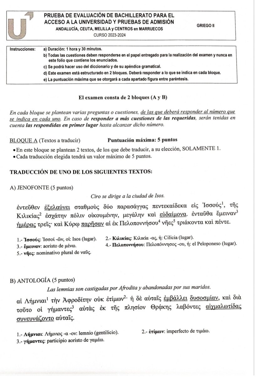 lydiaclasicas's tweet photo. Selectividad Griego Andalucía https://t.co/X1ARcVzzaA