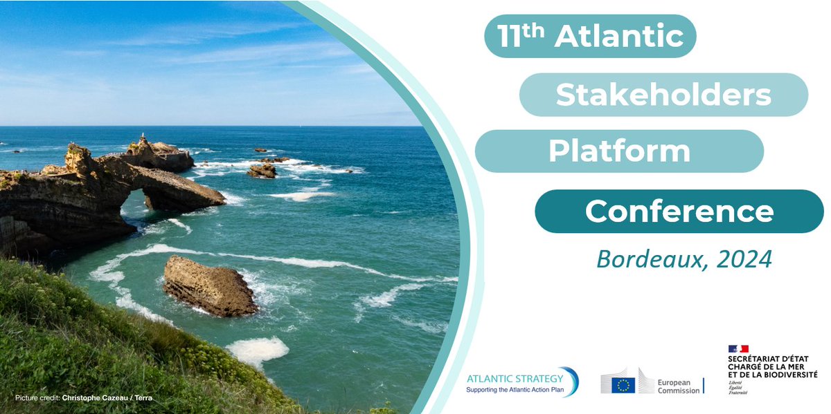 Registrations are open for the 11th Atlantic Stakeholders Platform Conference #ASPC2024! Secure your spot in Bordeaux (France) on 21-22 November and unlock the potential of the #Atlantic! Register now ➡️ europa.eu/!yHYBjd #EU #EMFAF