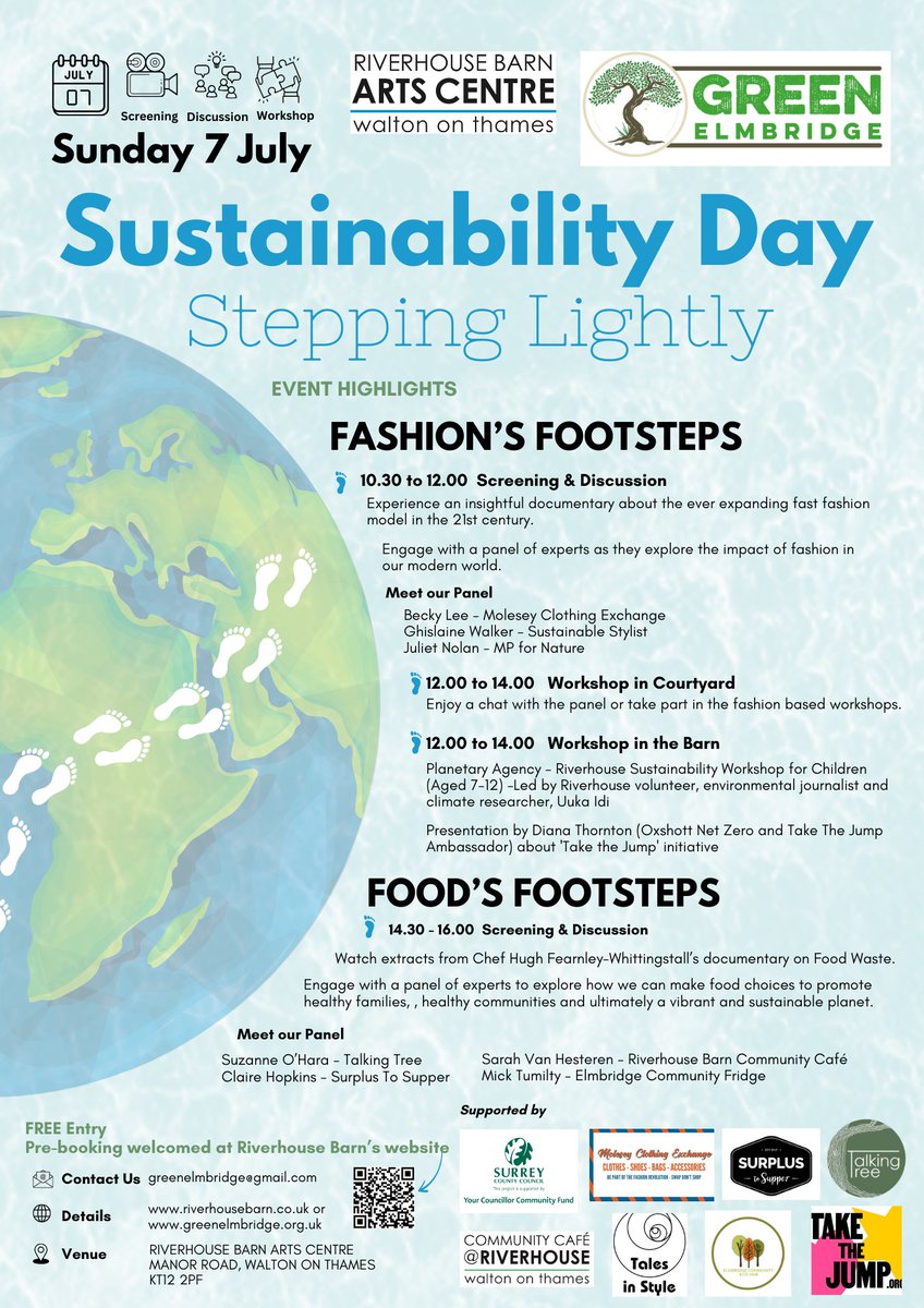 Riverhouse (@riverhousebarn) on Twitter photo Join us & #GreenElmbridge on Sun 7 July for a Sustainability Day of films, discussions, and workshops highlighting the environmental impact of the food and fashion industries!
<a href="/ElmbridgeEcoHub/">Elmbridge Eco Hub</a> #moleseyclothingexchange #oxshottnetzero #surplustosupper <a href="/taketheJUMPnow/">Take the Jump</a> <a href="/SurreyNews/">Surrey County Council News</a> Join us & #GreenElmbridge on Sun 7 July for a Sustainability Day of films, discussions, and workshops highlighting the environmental impact of the food and fashion industries!
<a href="/ElmbridgeEcoHub/">Elmbridge Eco Hub</a> #moleseyclothingexchange #oxshottnetzero #surplustosupper <a href="/taketheJUMPnow/">Take the Jump</a> <a href="/SurreyNews/">Surrey County Council News</a>