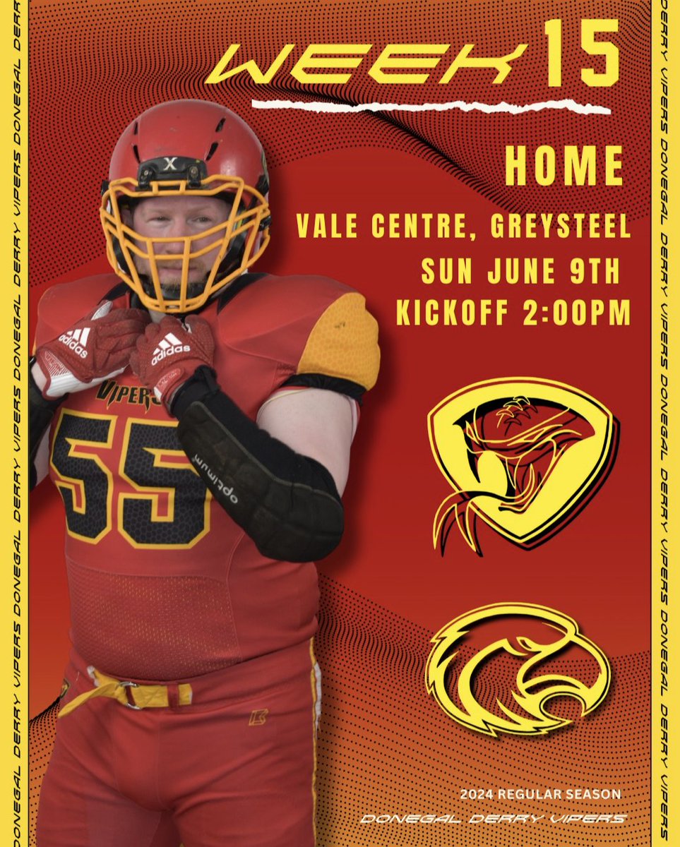 We are back baby!

For our next match up we welcome the Wexford Eagles up to The Pit in Greysteel.

Kickoff @ 2PM 🏈

#Derry #Donegal #AmericanFootball