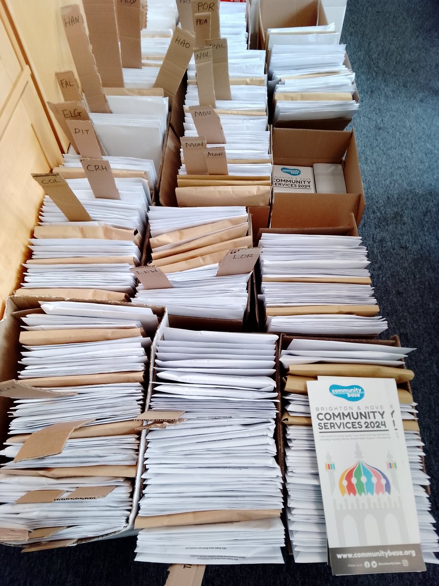 The 2024 Community Base poster guides have started going out the door!! The guide is a comprehensive overview of vital local services in #Brighton, Hove &amp; and the surrounding area - and we'll be delivering more than 3,500 of them!