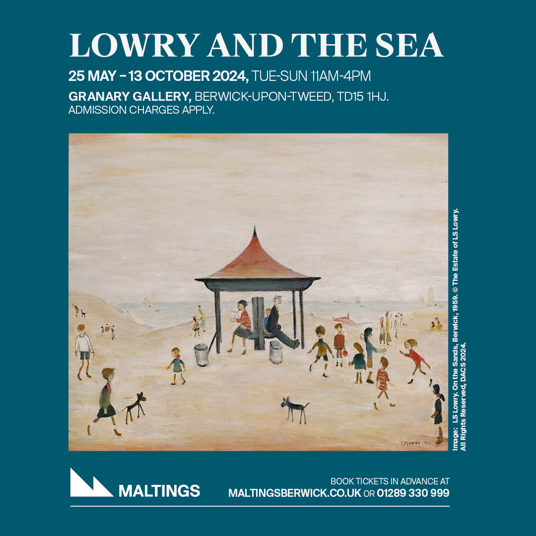 Lowry and the Sea explores the artist’s connection to Berwick &amp; his lifelong fascination with the sea. This is the first curated exhibition of his works in the town for 10 years, at The Granary Gallery until 13 Oct. bit.ly/4aBu4tr 
<a href="/TheMaltings/">Maltings Berwick</a>  @MaltingsVA  <a href="/artfund/">Art Fund</a>