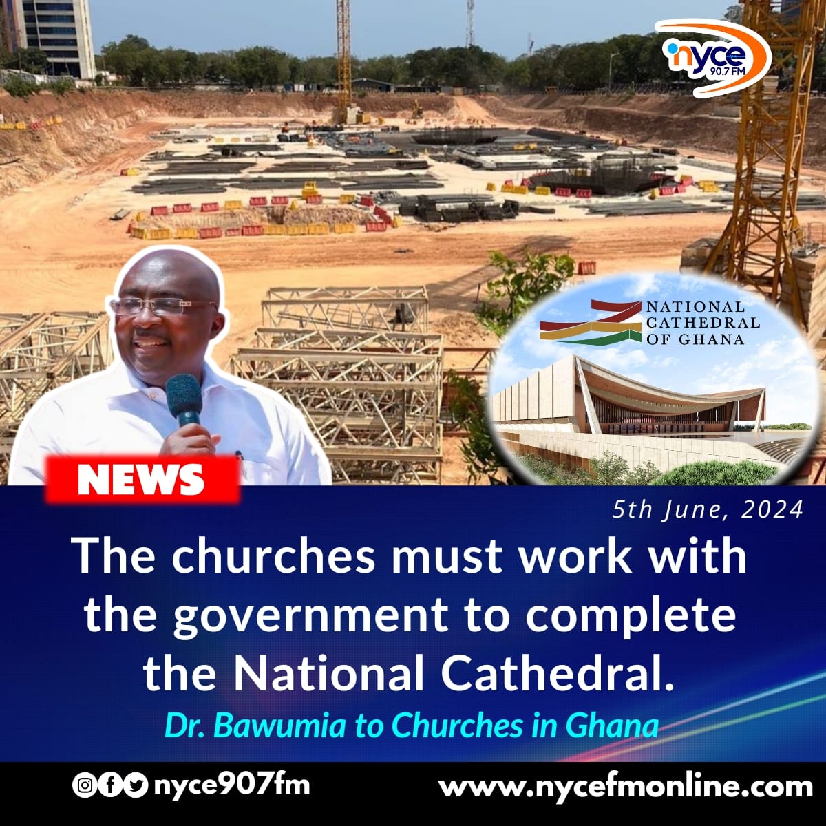 nyce907FM's tweet photo. The churches must work with the government to complete the National Cathedral - Dr. Mahamudu Bawumia to Churches in Ghana.

Click the link for more: https://t.co/cLWrssvp0t

Follow us for more:
FB: NYCE 90.7 FM / NYCE TV
TikTok: nyce907fm
YouTube: NYCE TV GHANA https://t.co/V60nVXWIwd