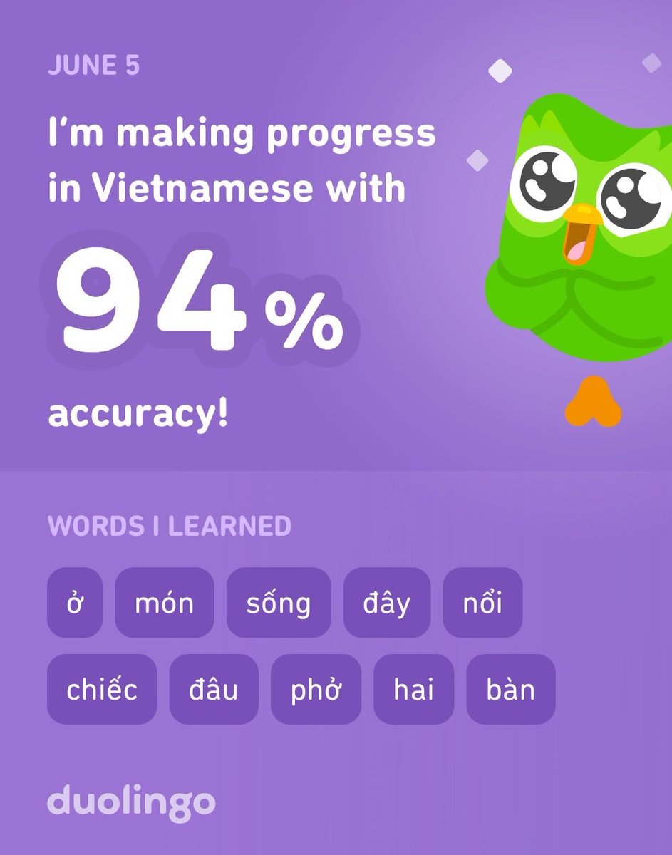 HarryZeng's tweet photo. I’m learning Vietnamese on Duolingo! It’s free, fun, and effective. https://t.co/MuWTp7InOz