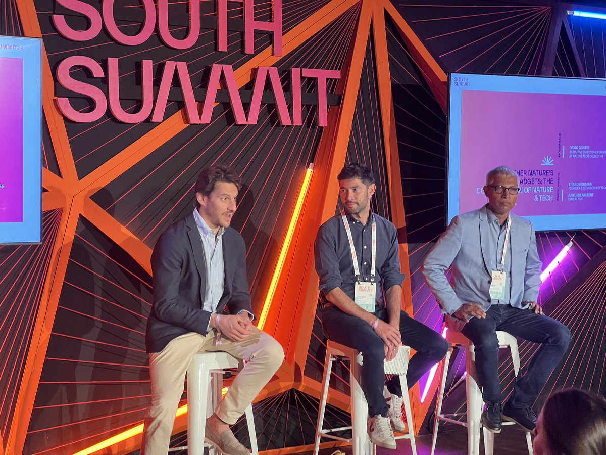 south_summit's tweet photo. Exciting panel: “Mother Nature’s Gadgets: The Collaboration of Nature &amp; Tech” at #SandboxStage with Gilad Goren (NatureTechCollective), Thardun Kumar (@ecoSTP) and Antoine Ambert (PUR)

#SouthSummit24 #Nature #Tech https://t.co/5hTU1YG7dJ