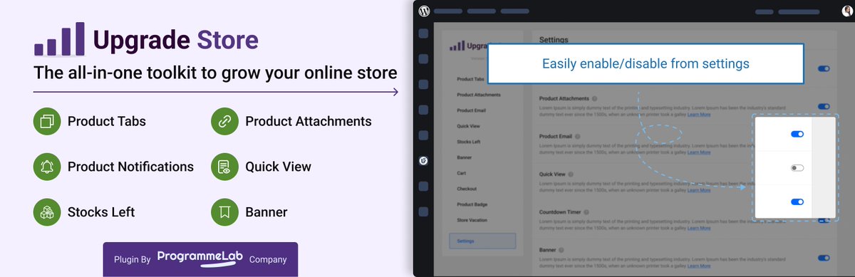 programmelab's tweet image. We just released our first WordPress plugin "Upgrade Store", an all-in-one toolkit to grow your online store. 

Transform your basic store into a truly customized online shopping experience for your customers.

wordpress.org/plugins/upgrad…