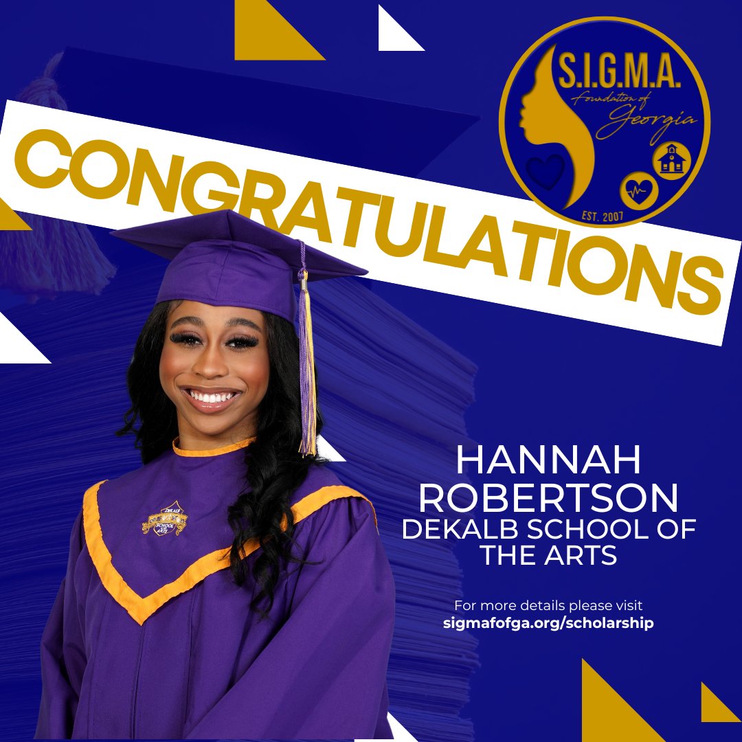 ZASSGRHO's tweet photo. The S.I.G.M.A. Foundation of Georgia names Hannah Robertson the 2024 Scholarship winner! To learn more about this extraordinary young man, view the press release at https://t.co/yF3WZJCD31
#sigmafoundation #scholarship #sigmagammarho #zasdoesitbest #greater https://t.co/vQPaU1NLi6