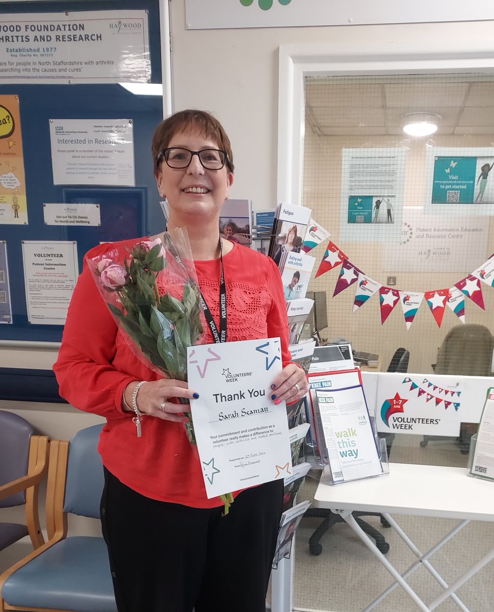Many thanks to Sarah, our Wednesday volunteer in the PIER for helping to signpost and support patients with arthritis at Bradwell Hospital.