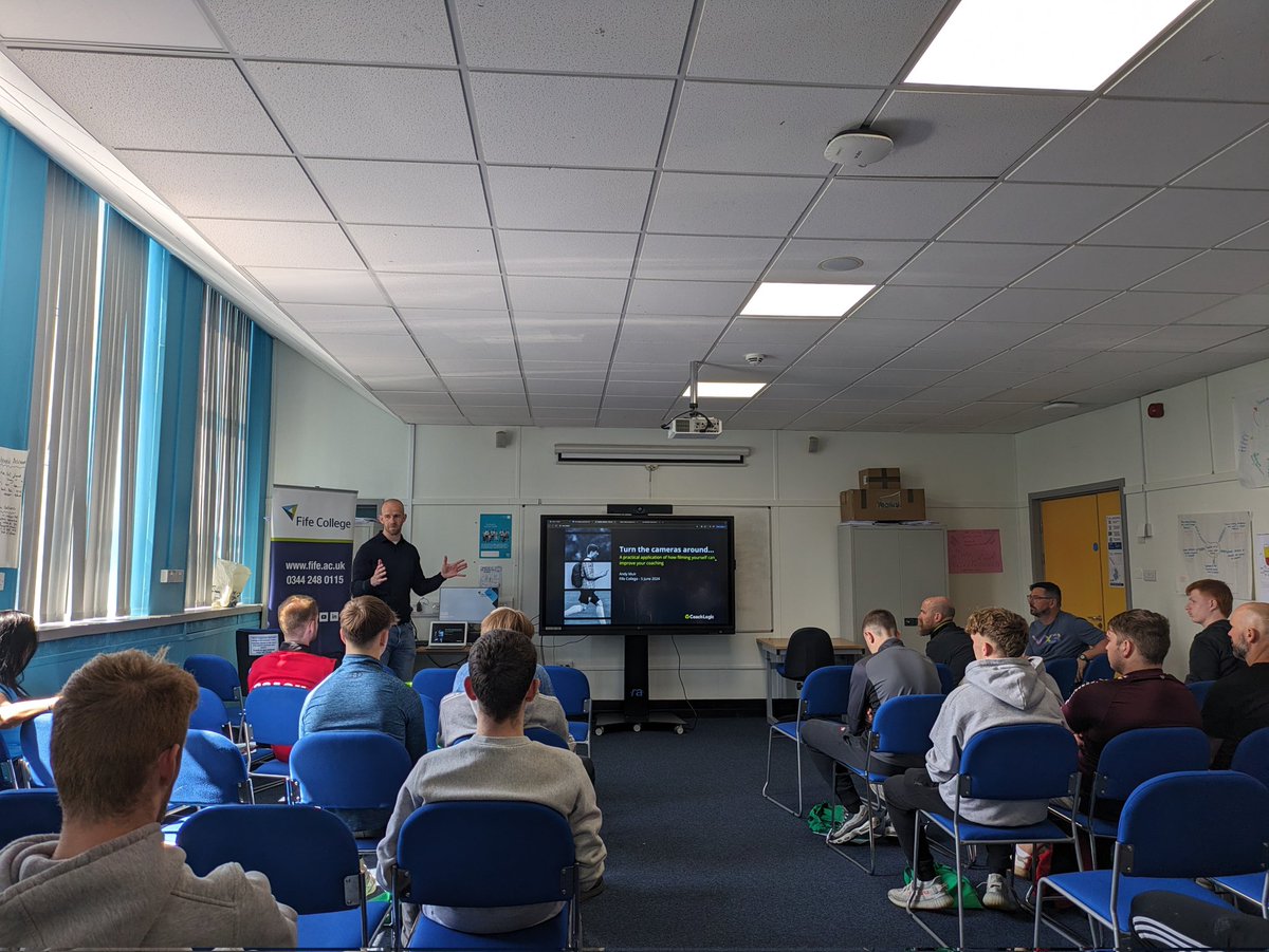 2nd set of workshops now underway. Andy Muir from <a href="/coachlogic/">Coach Logic</a> presenting on the Coach Logic platform that allows coaches and players to engage in video analysis.
Andy Muir, co-founder, is looking at how coaches can ‘turn the camera around’ to focus on their coaching.