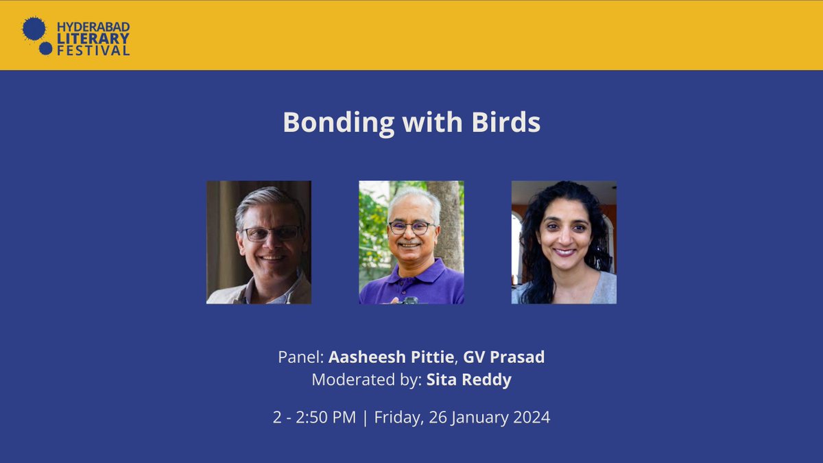 Hyderabad Lit Fest (@hydlitfest) on Twitter photo Watch Now • Today's World Environment Day! Watch thought-provoking talks from HLF 2024. 🌱
Bonding with Birds
Watch on youtu.be/5BOS99MVotk
Panel: Aasheesh Pittie <a href="/indiancourser/">Aasheesh Pittie</a>, GV Prasad <a href="/gvprasad/">G V Prasad</a> ; Moderator: Sita Reddy #HLF2024 #HyderabadLiteraryFestival Watch Now • Today's World Environment Day! Watch thought-provoking talks from HLF 2024. 🌱
Bonding with Birds
Watch on youtu.be/5BOS99MVotk
Panel: Aasheesh Pittie <a href="/indiancourser/">Aasheesh Pittie</a>, GV Prasad <a href="/gvprasad/">G V Prasad</a> ; Moderator: Sita Reddy #HLF2024 #HyderabadLiteraryFestival