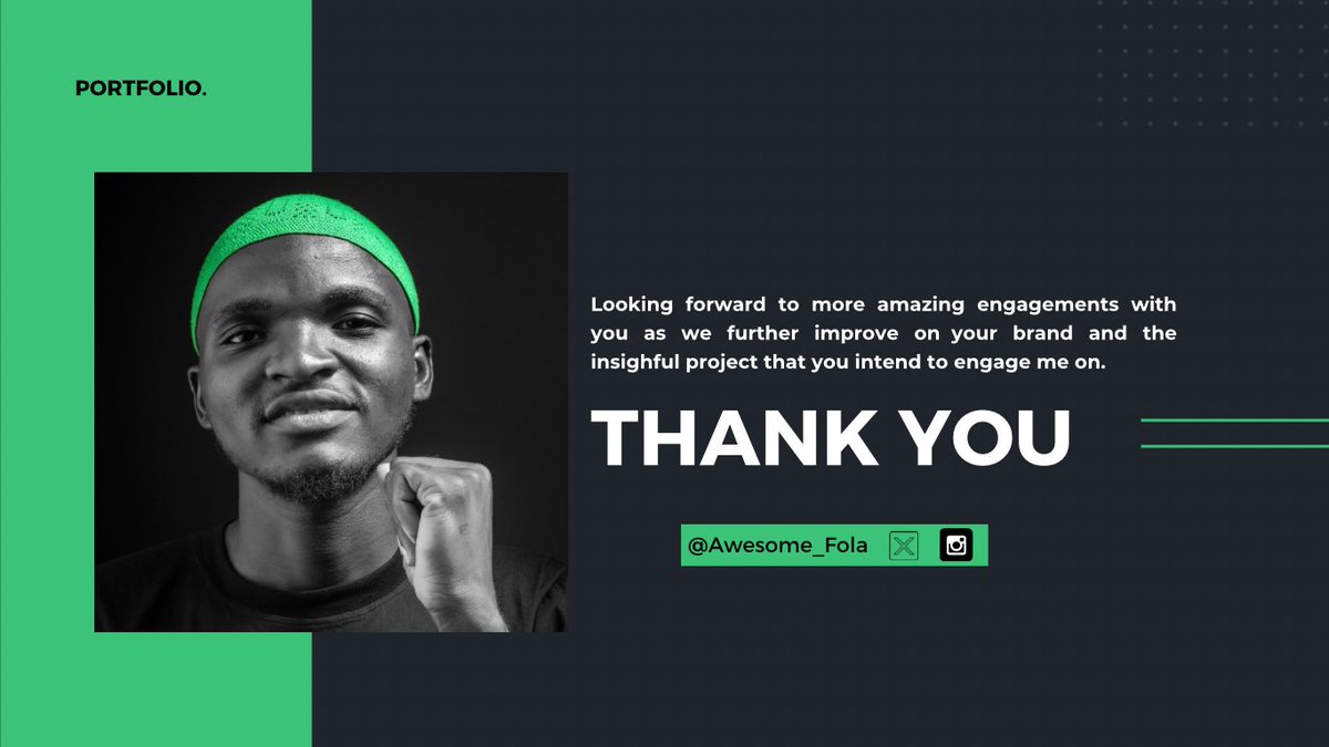 Awesome_Fola's tweet photo. Are you looking out for a “Graphics Designer; or a Social Media Manager” 

Please do not hesitate to check out my Portfolio; https://t.co/OjnVrYdxq8 

Let’s get connected and share thoughtful ideas that would help improve your Brand, Business and Personal Identity. https://t.co/0XmKfeLdob