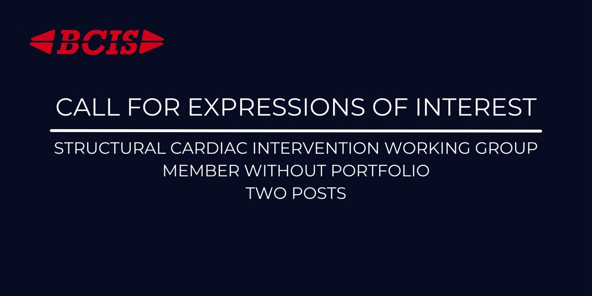 There are two member positions available within the Structural Cardiac Intervention Working Group. The closing date for self nominations is Friday 14 June at 5 PM 👉3-year term 👉Open to current BCIS members View more about the role and apply here: bit.ly/3VkTdDP