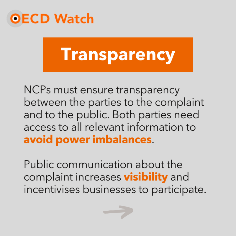 OECDwatch's tweet photo. 💡What must NCPs ensure during the complaint process? NCPs handle complaints of business non-compliance to OECD Guidelines &amp; promote these standards. They must meet effectiveness criteria &amp; follow recommendations, though many fall short.
See our explainer &amp; stay tuned for more!👇