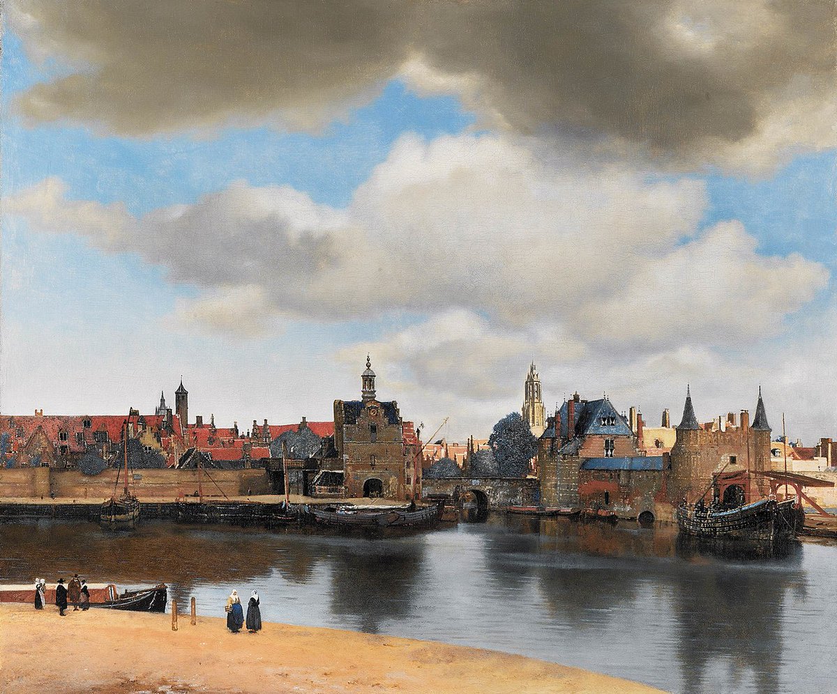culturaltutor's tweet photo. There was also a growing interest in the depiction of cities, better described as cityscapes than landscapes.

First with Paul Bril in the 1620s, later by Jacob van Ruisdael, and famously by Johannes Vermeer with his gorgeously simple View of Delft in 1661: https://t.co/rL7BeWAfqu