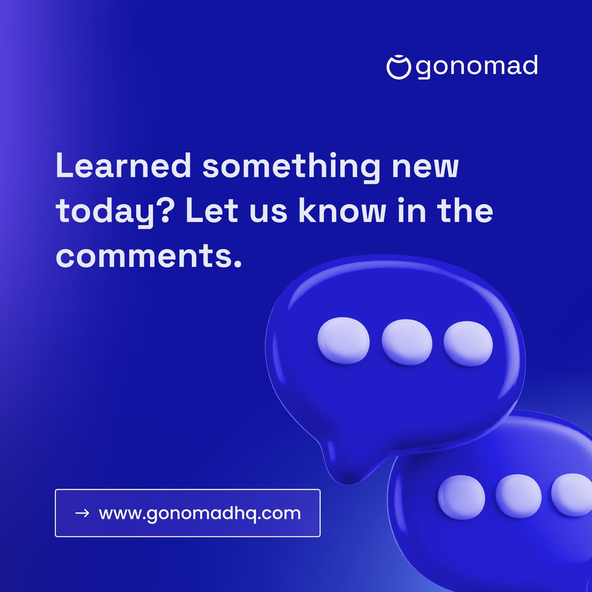 gonomadHQ's tweet photo. At GoNomad, we are always available to answer your questions.
We’ll walk you through our processes step by step, so nothing is confusing.
Got a question? Ask us in the comments, and we will respond promptly.
#GoNomad
#WithGoNomad
#LearnwithGoNomad https://t.co/qJE2YXKWwV