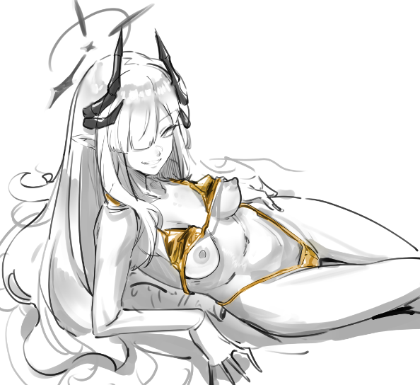 金ビキニ着てキメ顔で盛大にポロリして、陰毛もちょっと見えてるマコトみたすぎるだろ絵 