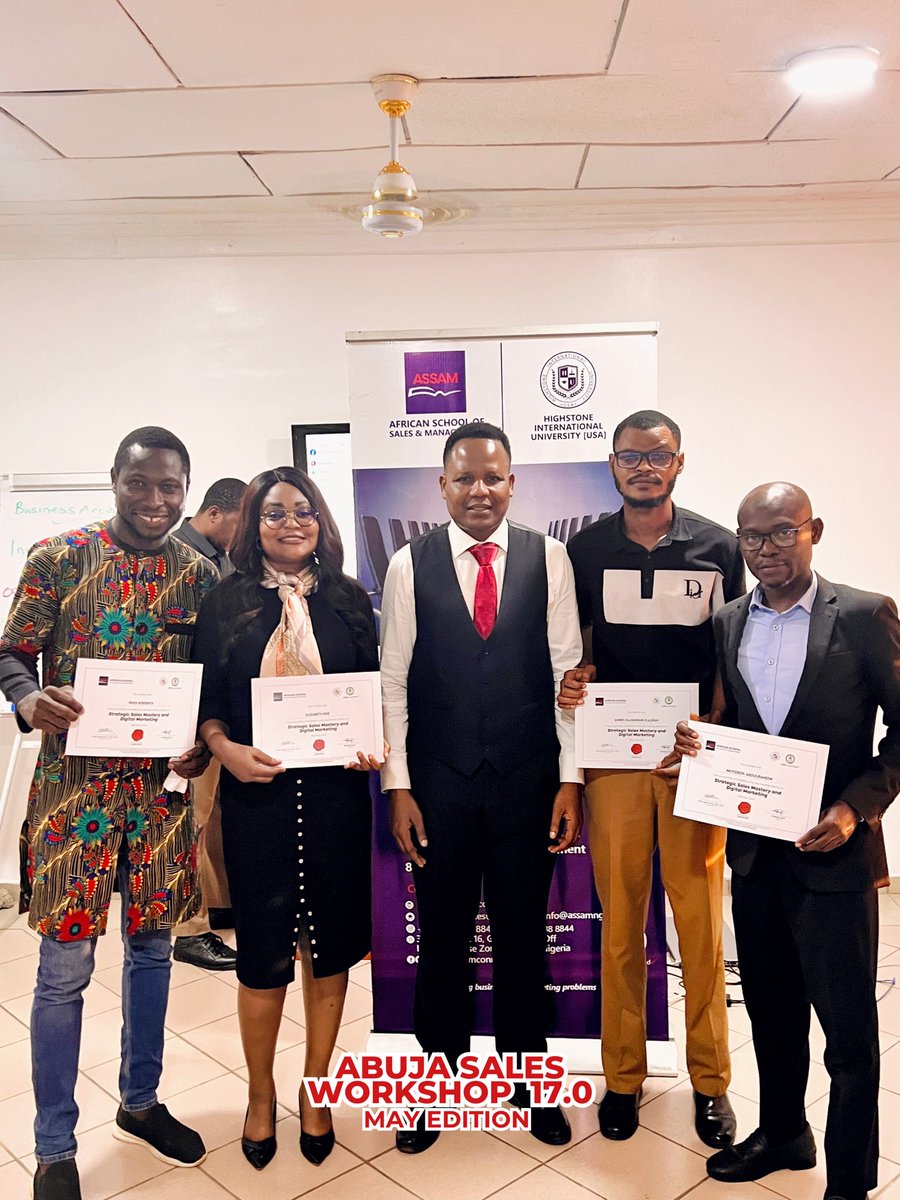 assamconnect_'s tweet photo. Congratulations to our amazing participants. We're proud to empower your sales journeys. Do you want your team to achieve similar success ? Join our JUNE Abuja Sales &amp; Digital Marketing Workshop!
Register now, seats are going fast! 
#WorldEnvironmentDay‌ #Nigerians #BREAKINGNEWS https://t.co/WmivV5xd08