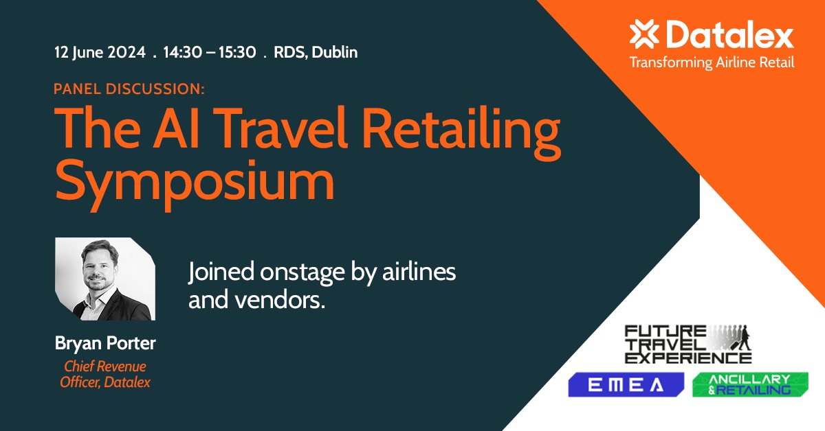 Just 1 week to go until FTE EMEA &amp; Ancillary✈️

Datalex's Chief Revenue Officer, Bryan Porter, will be joining airlines and vendors on stage to discuss how we can leverage AI for dynamic offers, disruption management, customer engagement &amp; much more. 

#fteemea #fteancillary