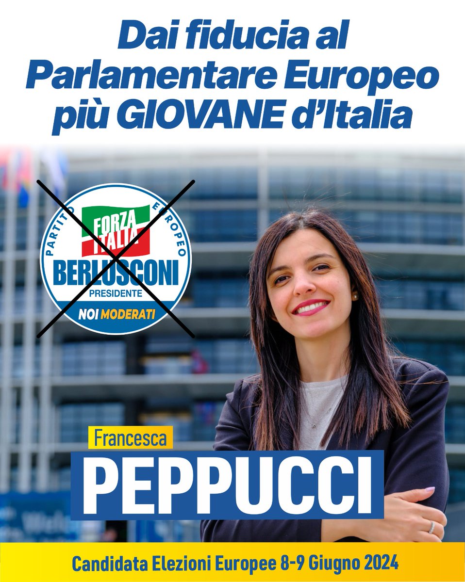Dai fiducia al Parlamentare europeo più GIOVANE d'#Italia! 🇪🇺 🇮🇹
L'8 e il 9 giugno vota FORZA ITALIA e scrivi #TAJANI e #PEPPUCCI. 
#8e9giugno
#elezionieuropee
<a href="/forza_italia/">Forza Italia</a> <a href="/Antonio_Tajani/">Antonio Tajani</a>