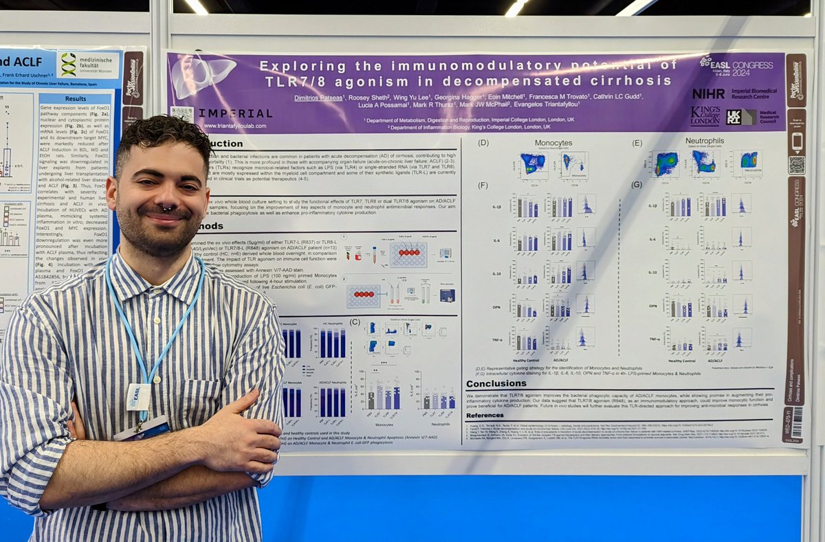 Dimitris Patseas (@dimitrisbio) on Twitter photo Excited to be presenting our poster on TLR-mediated immunomodulation in cirrhosis (075-WED) at #EASLCongress 2024! Come say hi! <a href="/IHepatology/">Imperial Hepatology</a> <a href="/TriantafyllouE_/">Evangelos Triantafyllou</a> #livertwitter Excited to be presenting our poster on TLR-mediated immunomodulation in cirrhosis (075-WED) at #EASLCongress 2024! Come say hi! <a href="/IHepatology/">Imperial Hepatology</a> <a href="/TriantafyllouE_/">Evangelos Triantafyllou</a> #livertwitter