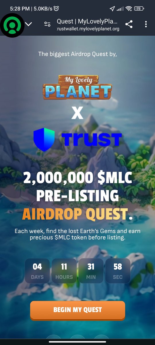 VortexCrypt0's tweet image. Join me on @MyLovelyPlanet1 and complete your quests to be eligible for the airdrop. 

trustwallet.mylovelyplanet.org/?ref=2EZCVRT4