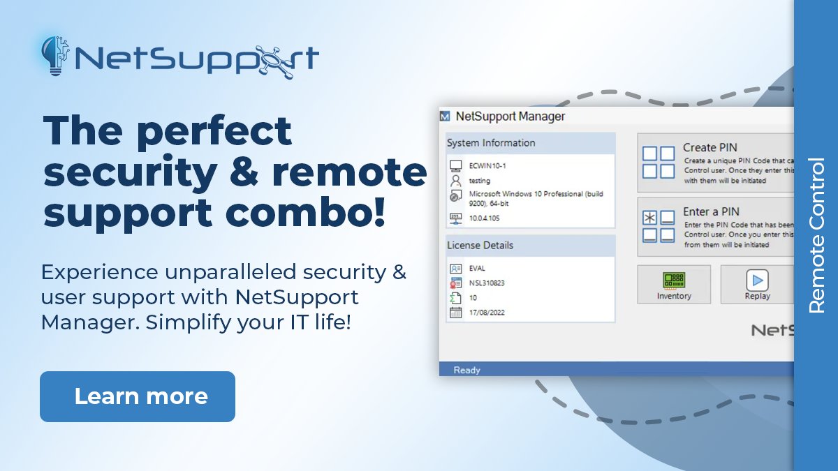NetSupportICorp's tweet image. Lockdown security, unlock efficiency! NetSupport Manager delivers top-notch security & seamless remote support. Simplify IT & empower your team. mvnt.us/m2417809
#Cybersecurity #RemoteWorkSolutions