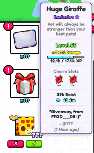 Der3_Al3arab's tweet photo. 🦒 Huge Giraffe - Pet Simulator 99 Giveaway 🦒 

Requirements:
- Follow @Der3_Al3arab &amp; @FR3D__08 👥 
- Like ❤ &amp; Reweet ♻ 
- Comment your Username 💬

Ends in 2 days https://t.co/B4DETPlSqo