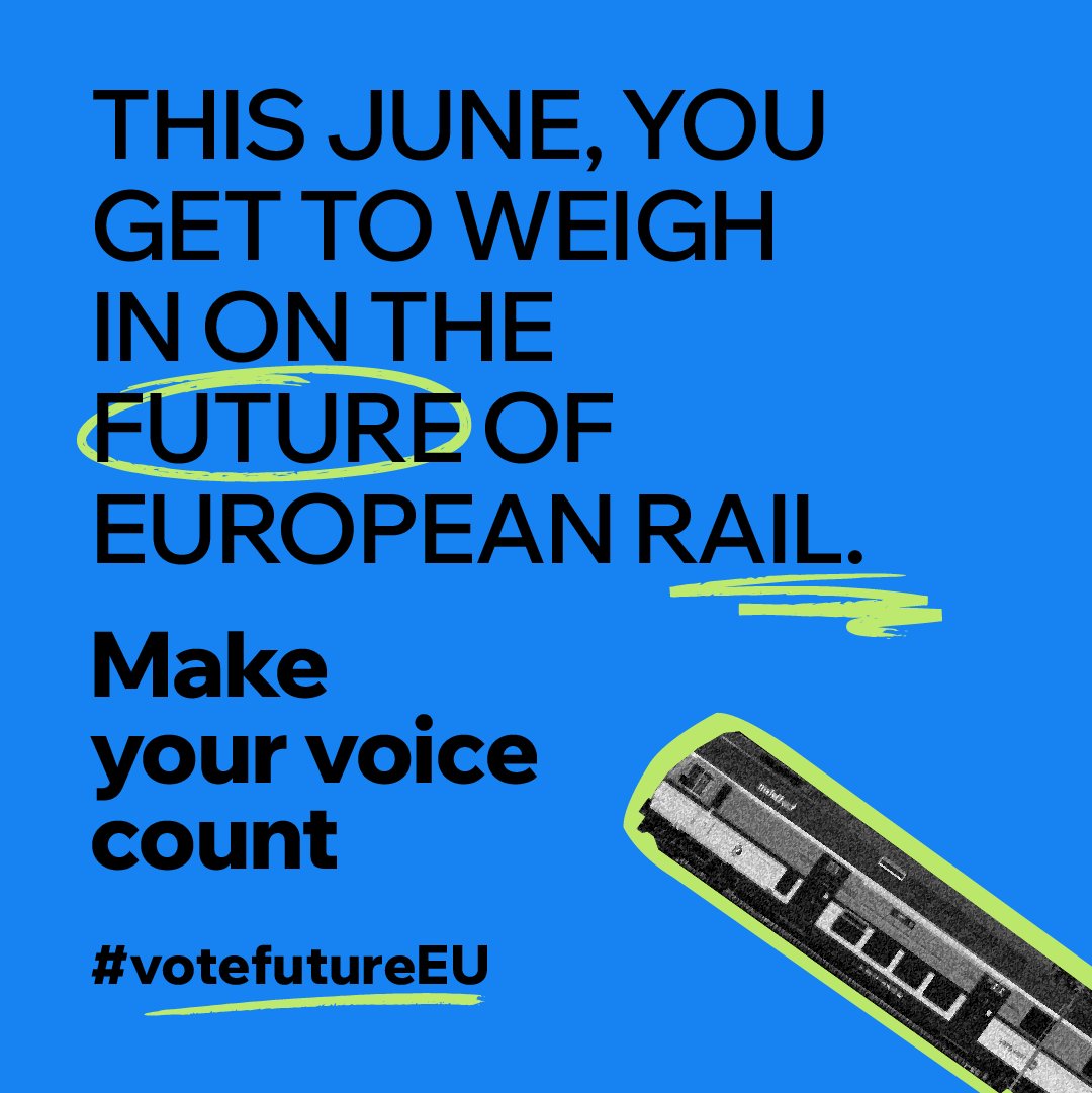 CfF_Communities's tweet photo. Over half of 🇪🇺 citizens are willing to shift their travels to trains.
✅The EU needs to make this a reality!
🗳️You can support the future of rail with your vote & the right to have the choice to live sustainably
✍️https://t.co/DJt6vbDfoV #TimeforCollectiveAction #VoteFutureEU https://t.co/qAjPwMmM35