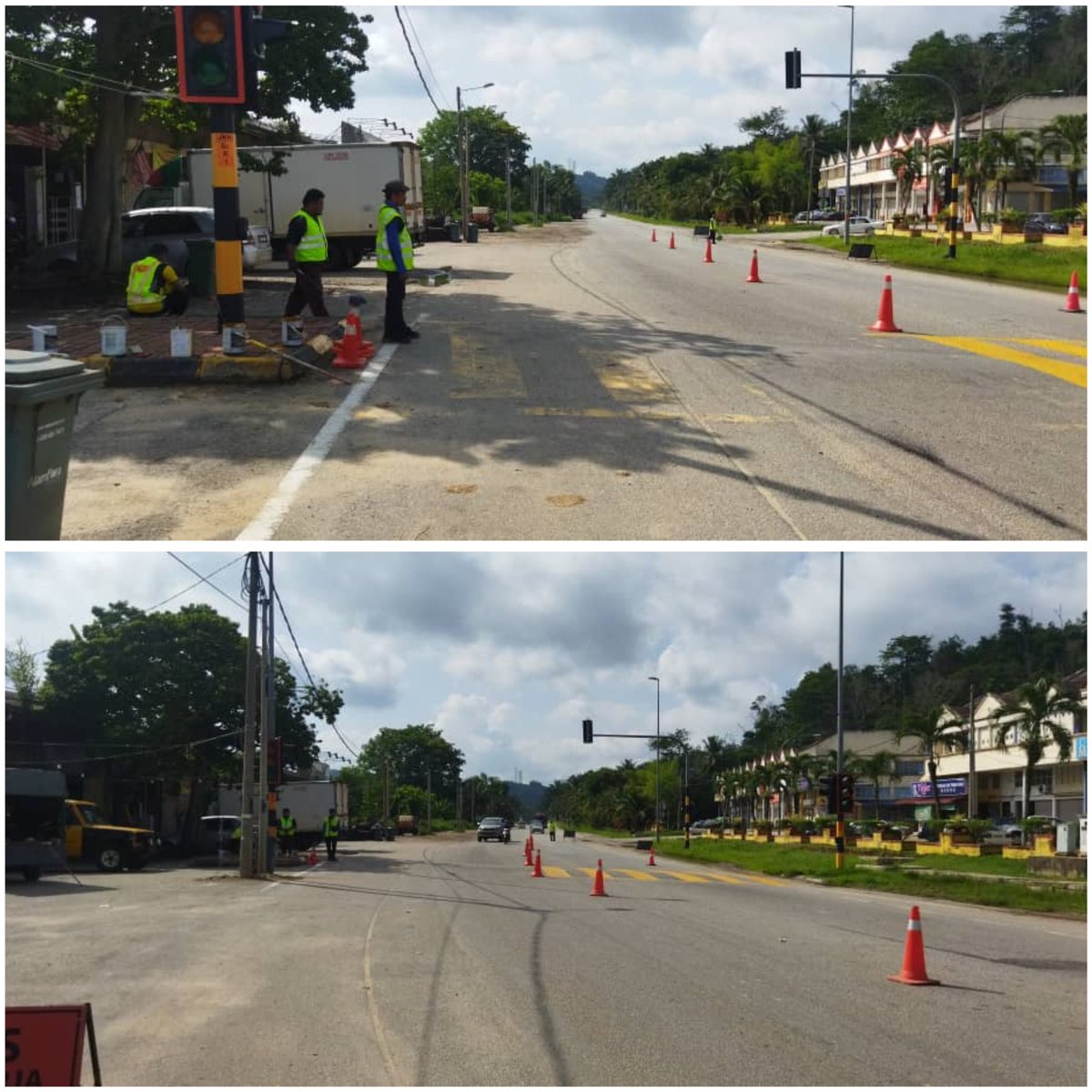 Kerja mengecat bonggol di laluan FT 02 Kuala Lumpur - Kuantan, sekyen 299.5 berhampiran lampu isyarat Bandar Sri Jaya, Maran secara jabatan oleh Unit Papan Tanda.

#Jkrpahang
#jkrmalaysia