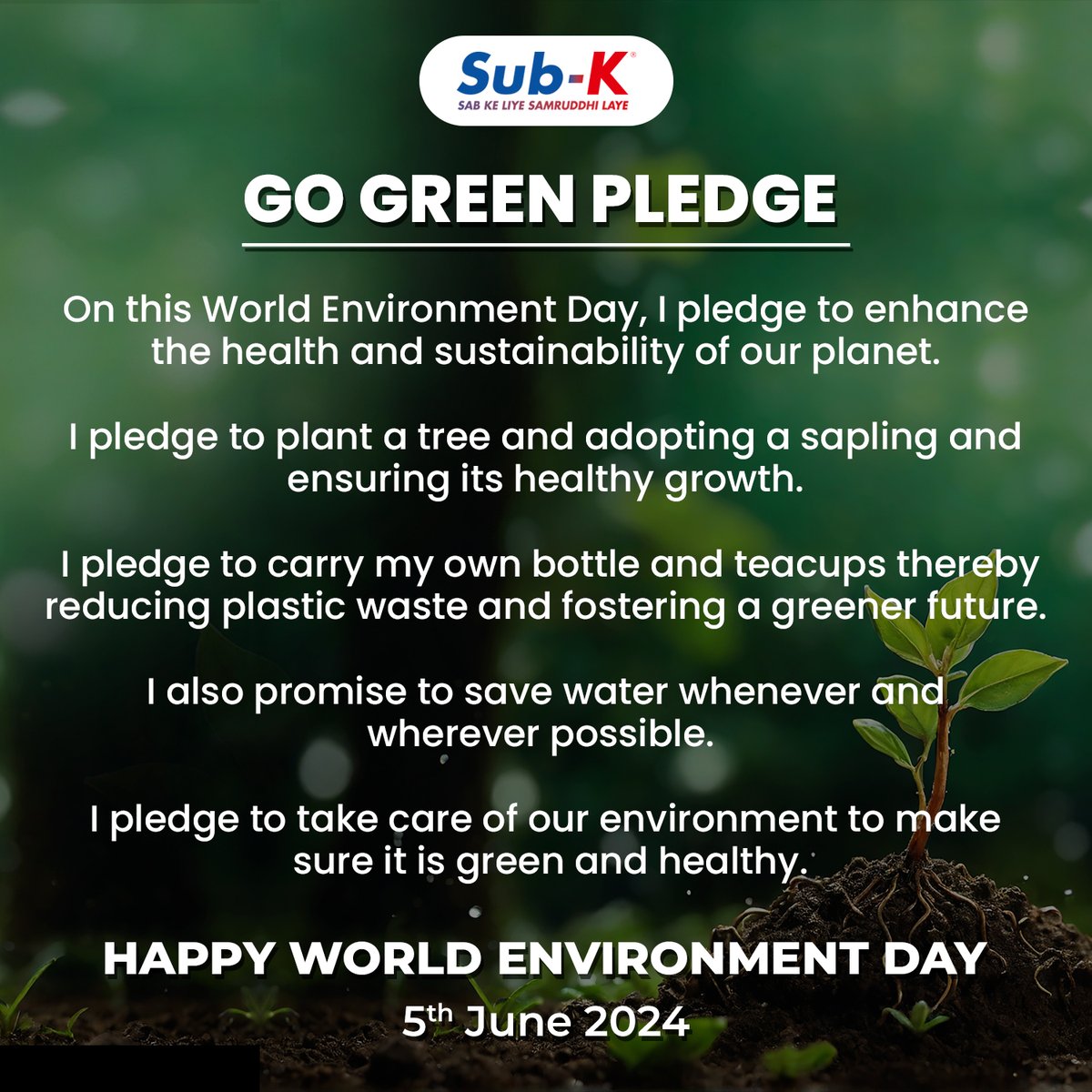 SubKIMPACT's tweet photo. Sub-K celebrates World Environment Day in an unique manner, while all colleagues pledge to be mindful towards the environment and take initiatives that that are eco-friendly and sustainable.
Here are a few glimpses of the celebrations!
#subk #gogreen #WorldEnvironmentDay https://t.co/YbCKmpiXPg