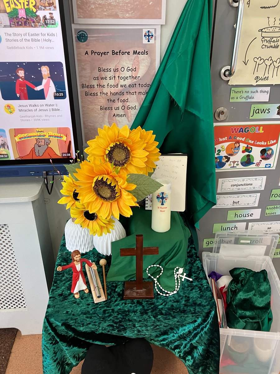 Y1_STM's tweet photo. Our liturgy leaders set up our areas with green cloths for ordinary time this week. https://t.co/edqUFqQlBQ