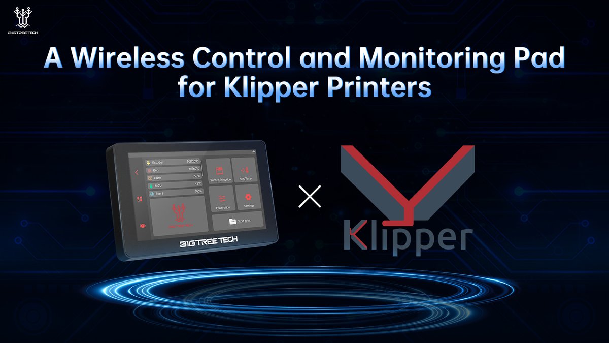 BigTreeTech's tweet photo. BIGTREETECH K-Touch -- A Wireless Control and Monitoring Pad for Klipper Printer！

#BIGTREETECH #KTouch #Klipper #3dprinting #pad #diy https://t.co/Lnx70TXgXl