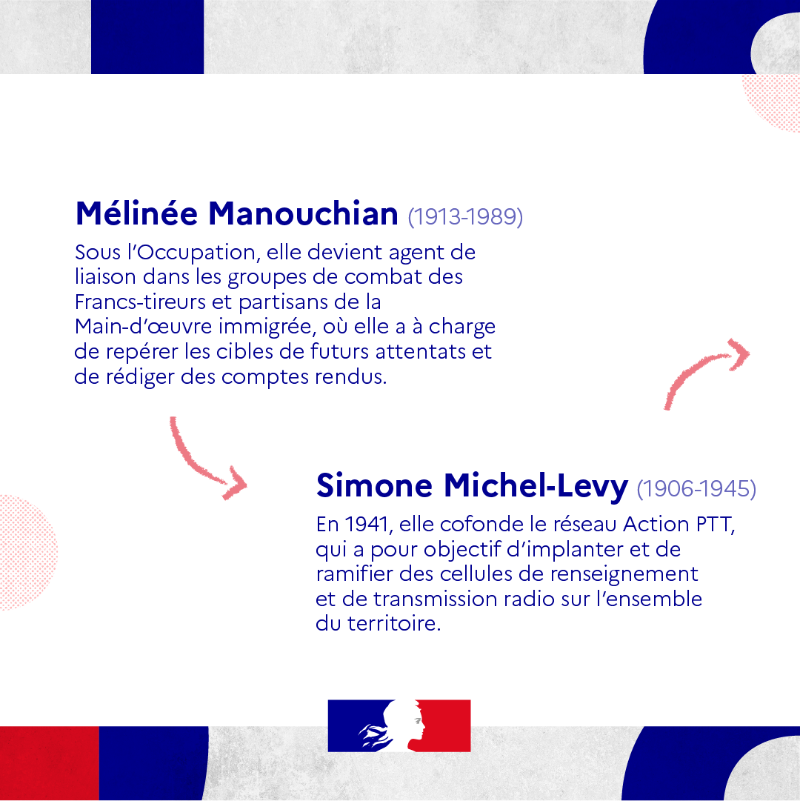 gouvernementFR's tweet photo. #ToutesEtTousEgaux I À l'occasion du #DDAY80, zoom sur 8 héroïnes de la Résistance. ✊

👉 Lucie Aubrac, Catherine Dior, Mélinée Manouchian... Découvrez les parcours de ces figures emblématiques de notre Histoire.