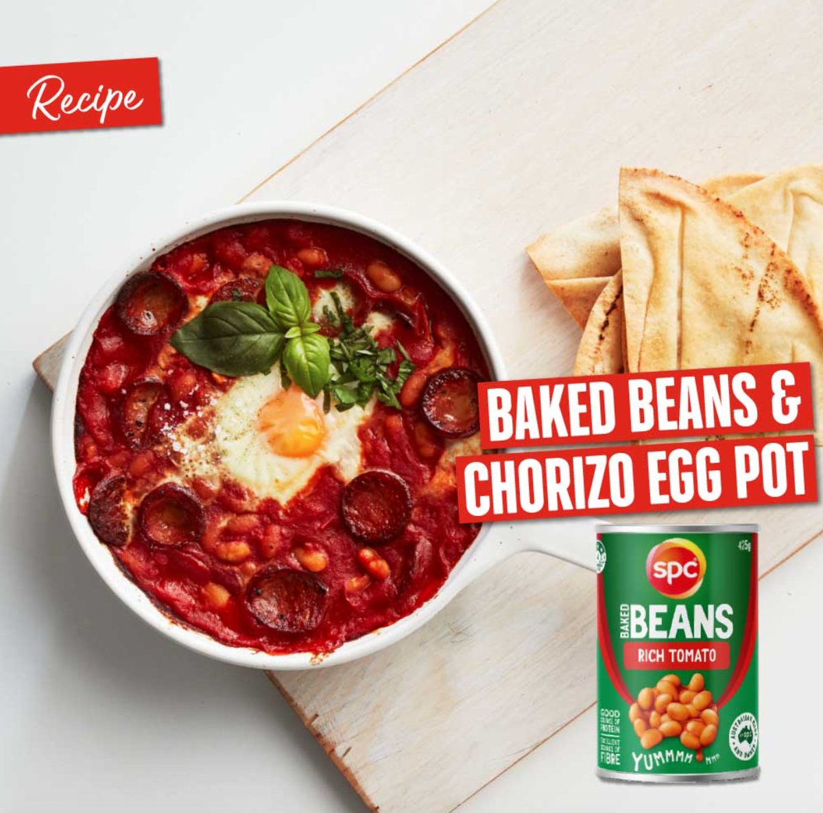 Mmmm...this delicious recipe featuring SPC Baked Beans is loaded with flavour and is perfect for brekky, lunch OR dinner! Ready in just 25 mins we know what we're cooking tonight.

Head to our website to see the full recipe.
#spcbakedbeans #chorizo #australianmade #breakfast
