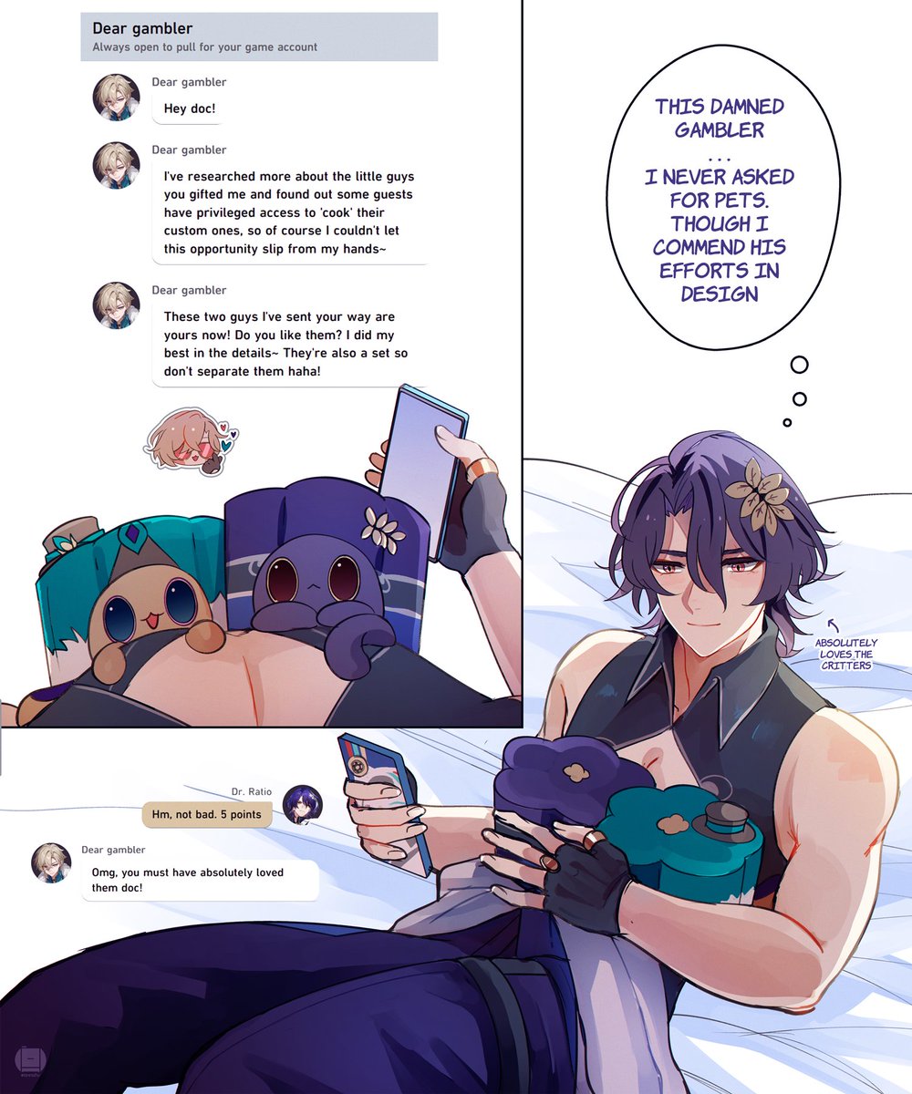 ratio's critter dad arc 🗿🦚

#HonkaiStarRail #ratiorine #aventurine  #drratio 