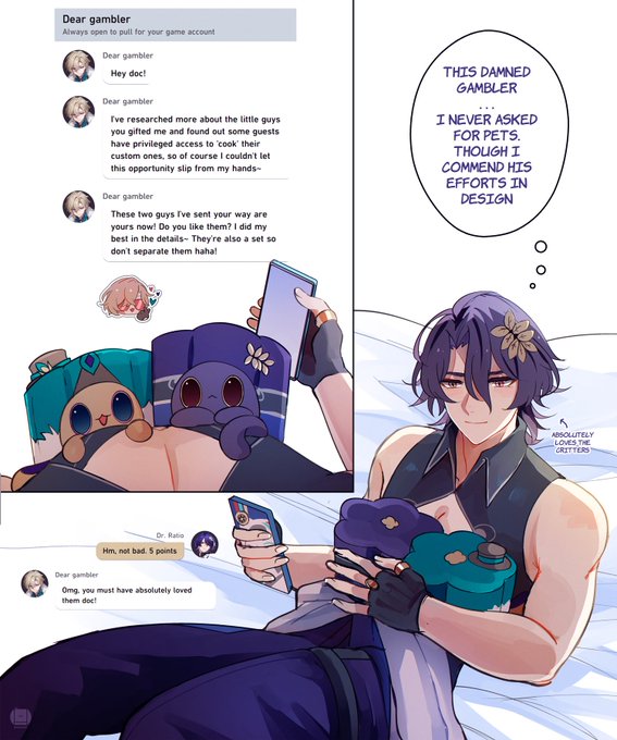 ratio's critter dad arc 🗿🦚

#HonkaiStarRail #ratiorine #aventurine  #drratio 
