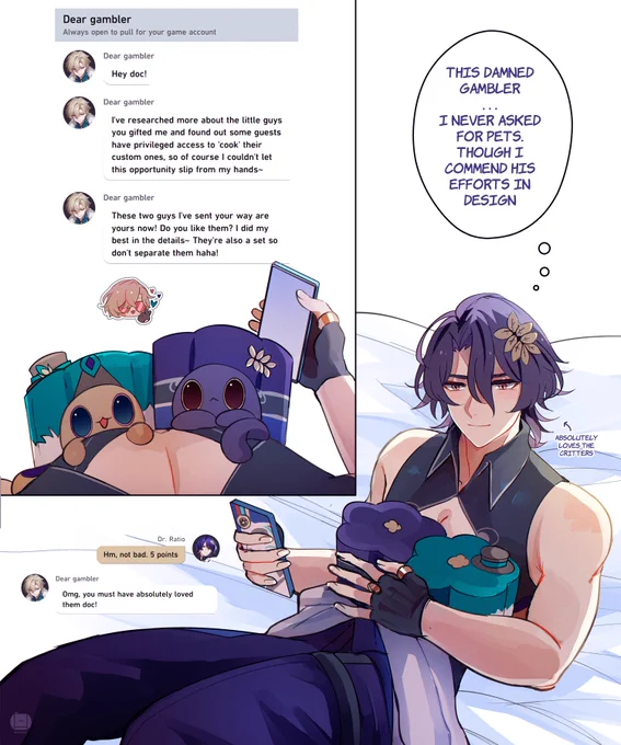 ratio's critter dad arc 🗿🦚

#HonkaiStarRail #ratiorine #aventurine  #drratio 